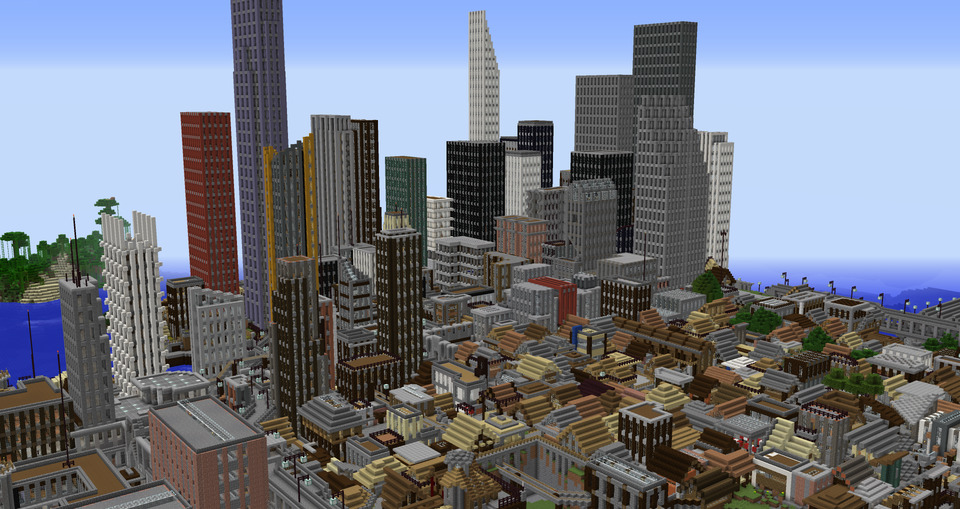image d'une ville industrielle dans Minecraft