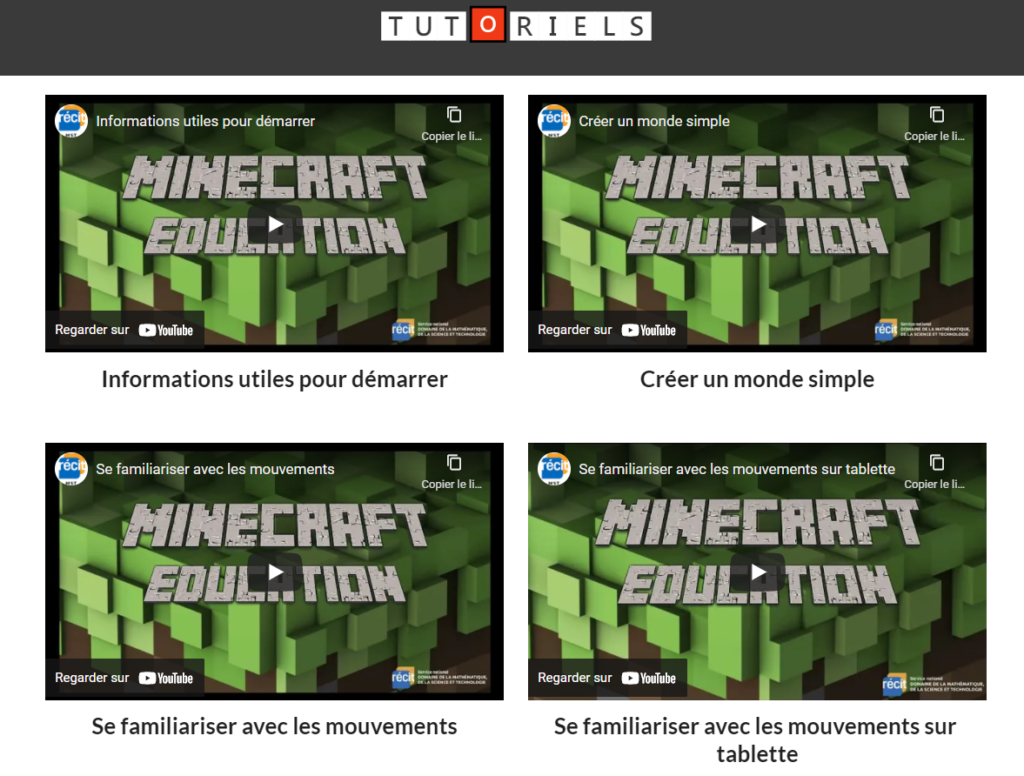 capture d'écran de tutoriel Minecraft